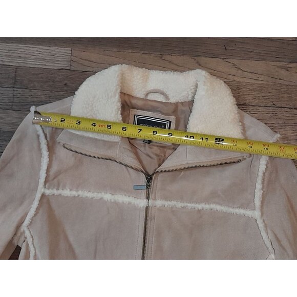 Vtg Womens Boho Western Suede Sherpa Clean Girl Quiet Luxury Sz Small Zip Jacket - Picture 14 of 16